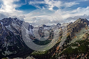 Panorama mountain autumn landscape. High Tatras. Slovakia