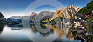 Panorama of Mountain landscape in Austria Alp with lake, Hallstatt