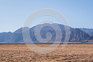 Panorama in mountain range at sinai egypt similar to Martian landscapes