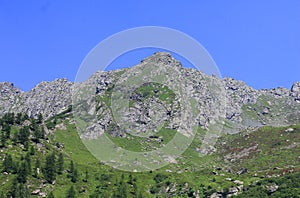 Panorama of a mountain range in Summer