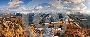 Panorama mountain with sun, Vratna valley, Slovakia