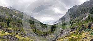 Panorama of a mountain valley river Zun-Handagay photo