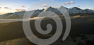 Panorama of mountains in autumn scenery, High Tatras, Slovakia,