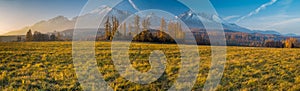 Panorama of mountains in autumn scenery, High Tatras, Slovakia,