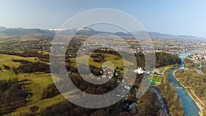 Panorama Of The Mountains And The Entire Town Zywiec. Polish Aerial View