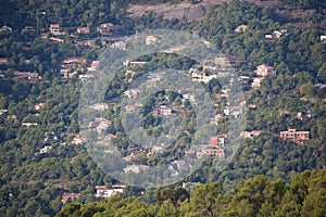 Panorama of the mountains and forests of El Valles in Catalonia photographed from the mount of La Mola next to Montserrat.