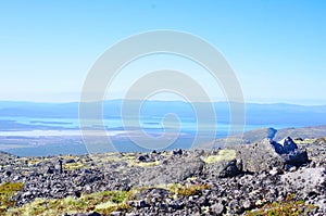 Panorama of mountains and lakes of the Kola Peninsula