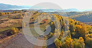 Panorama of mountains of meadows in autumn a place nature in the mountainous area