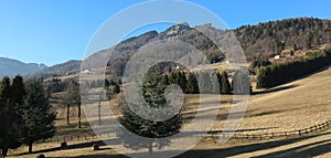 Panorama of the mountains in northern Italy in the winter with t