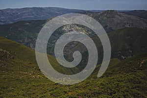 Panorama of the mountains in Serra da Estrella, Portugal. photo