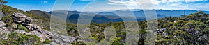 Panorama of mountains viewed from Mount William in Grampians, Australia.