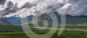 Panorama of Mt Mather and Herschel in Denali National Park