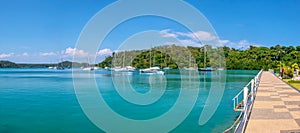 A panorama of Muelle Bay in Puerto Galera, Philippines. photo