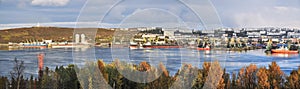 Panorama - Murmansk city, port, Kola Bay.