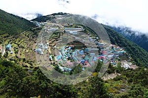 Panorama of Namche Bazaar, Everest Base Camp trek, Nepal