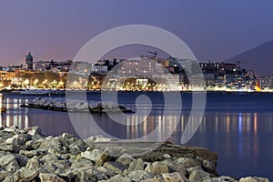 Panorama of Naples and Vesuvius at night