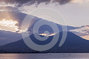 Panorama of Naples with Vesuvius at sunrise