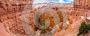 Panorama on the navajo loop train in the bryce canyon national park
