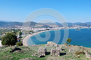 Panorama of Nea Peramos and Aegean sea