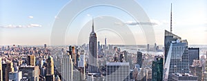 Panorama of New York city skyline at sunset