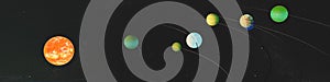 Panorama newly discovered exoplanets in TRAPPIST-1 system. The creative idea of the seven planets, and the new sun.