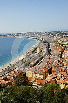 Panorama of Nice opening from the Castle hill, France