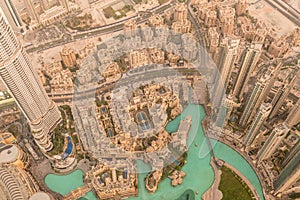 Panorama of night Dubai during sunset