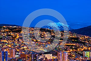 Panorama of night La Paz, Bolivia