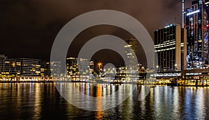 Panorama Night scene of Sydney harbor at Circular Quay Sydney New South Wales Australia