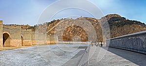 Panorama of Nine-Arch Bridge on Great China wall in winter