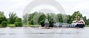 Panorama from the Nord-Ostsee-Kanal with tank ship