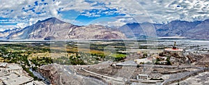 Panorama of Nubra valley in Himalayas photo