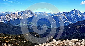 Panorama from Nuvolau peak in Dolomites