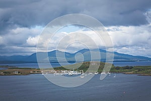 Panorama of Oban, a resort town within the Argyll and Bute council area of Scotland.