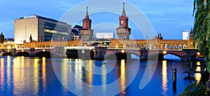 Panorama oberbaum bridge, berlin, germany photo