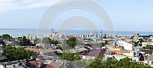 Panorama of Odessa city. View from the balcony of restaurant Oblaka photo