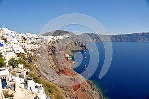 Panorama of Oia and Caldera. Santorini island Greece