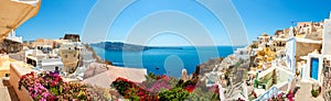 Panorama of Oia village, Santorini island photo