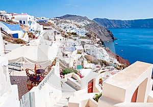 Panorama of Oia village, Santorini island, Greece