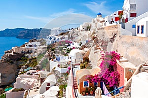 Panorama of Oia village, Santorini island, Greece