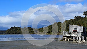 Panorama of Okarito Lagoon, New Zealand