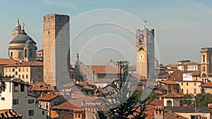 Panorama of old Bergamo, Italy. Bergamo, also called La Citt dei Mille, `The City of the Thousand`, is a city in