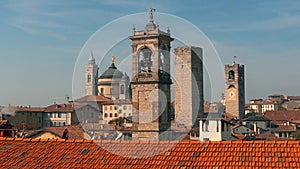 Panorama of old Bergamo, Italy. Bergamo, also called La Citt dei Mille, `The City of the Thousand`, is a city in