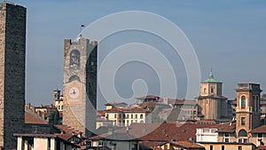 Panorama of old Bergamo, Italy. Bergamo, also called La Citt dei Mille, `The City of the Thousand`, is a city in