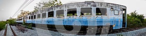Panorama of old bogey of retired train photo