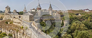 Panorama of old castle in Kamianets Podilskyi, Ukraine, Europe.