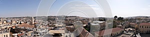 Panorama of old city Jerusalem, Israel from southern side. Top view of the roofs of the old historic district of