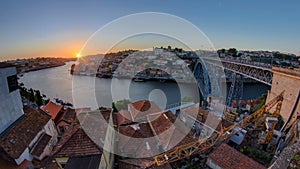 Panorama old city Porto at river Duoro,with Port