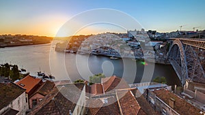 Panorama old city Porto at river Duoro,with Port