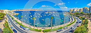 Panorama of old fishing port in Bugibba, Malta